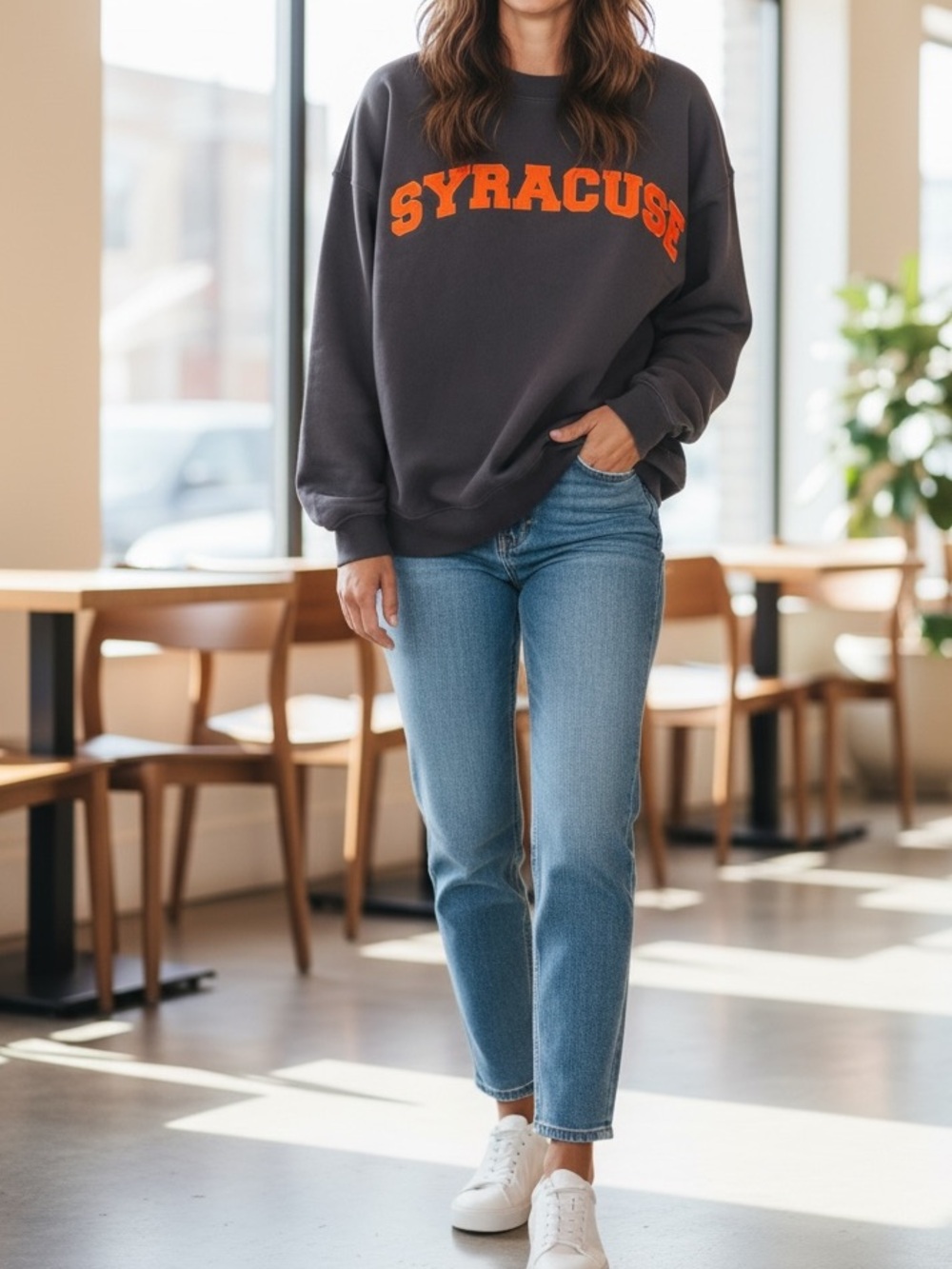 NWT Hype & Vice Syracuse University Navy Blue Embroidered Crewneck Sweatshirt S